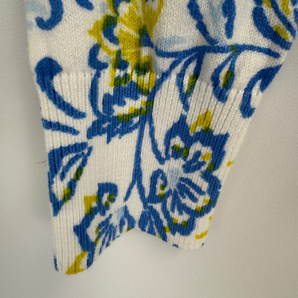Ann Taylor Floral Cotton Button Front Cardigan Blue White Yellow Size S NWT - Picture 4 of 12